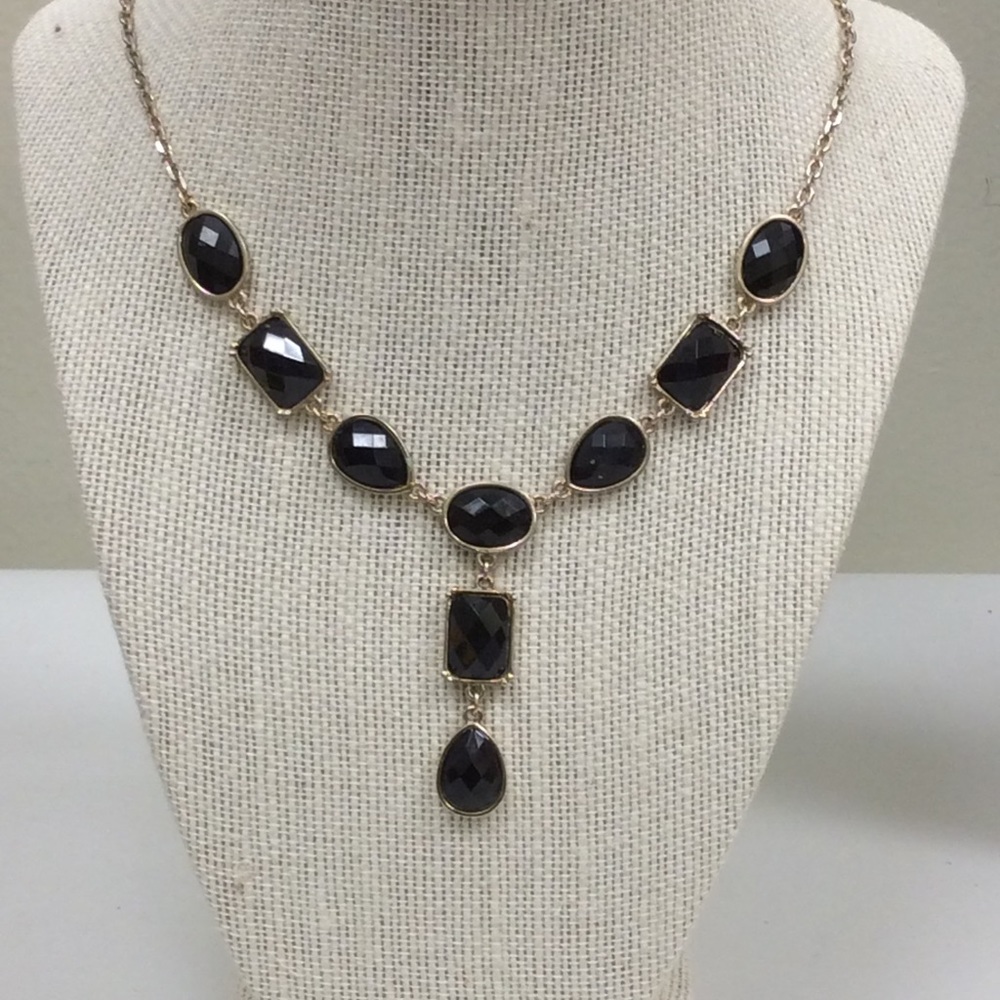 Costume Necklace with Faux onyx colored stones.